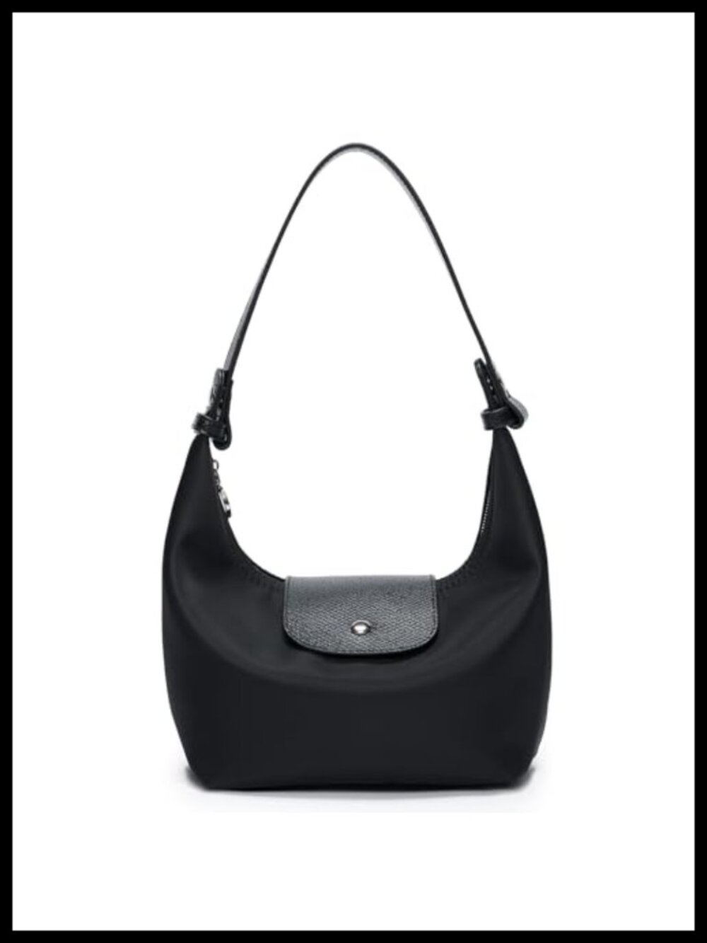 Mini Nylon Crossbody Bag Vegan Leather Trim Convertible Crescent Purse